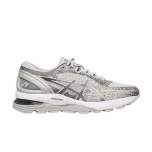 Baskets Wmns Asics Gel Nimbus 21 Wide Mid Gris Argent Bleu 1012A155 020