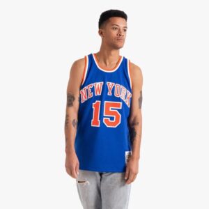 Maillot de basket-ball 1972-73 New York Knicks Earl Monroe # 15 Swingman Hardwood Classics Bleu Jersey Vert 694094