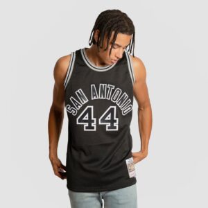 Maillot de basket-ball 1977-78 San Antonio Spurs George Gervin # 44 Swingman Hardwood Classics Maillot noir 695123