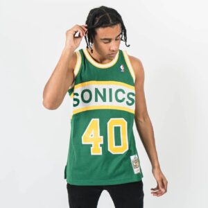 Maillot de basket-ball 1994-95 Seattle Supersonics Shawn Kemp # 40 Swingman Hardwood Classics Maillot vert vert 695250