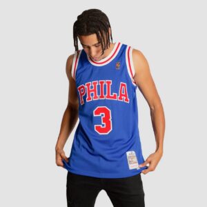Maillot de basket-ball 1996-97 Philadelphia 76ers Allen Iverson # 3 Swingman Hardwood Classics Maillot bleu 694637