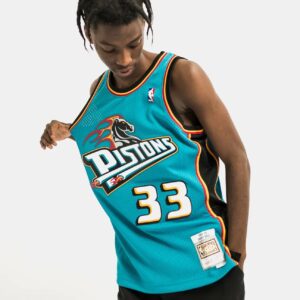 Maillot de basket-ball 1998-1999 Detroit Pistons Grant Hill # 33 Swingman Hardwood Classic Teal Jersey 693368