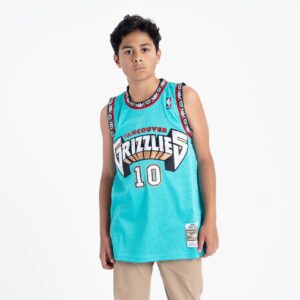 Maillot de basket-ball 1998-99 Vancouver Grizzlies Mike Bibby # 10 Youth Swingman Hardwood Classics Sarcelle Jersey Turquoise 695511