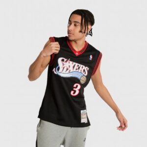 Maillot de basket-ball 2000-01 Philadelphia 76ers Allen Iverson #3 Swingman Hardwood Classics Maillot noir 694617