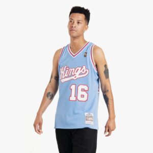 Maillot de basket-ball 2004-05 Sacramento Kings Peja Stojakovic # 16 Swingman Hardwood Classics Maillot bleu blanc 695091