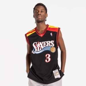 Maillot de basket-ball 2006-07 Philadelphia 76ers Allen Iverson # 3 Swingman Hardwood Classics Maillot noir 694587