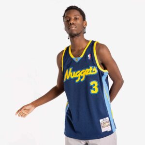 Maillot de basket-ball 2006-2007 Denver Nuggets Allen Iverson # 3 Swingman NBA Hardwood Classics Throwback Blue Jersey bleu 693092