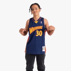 Maillot de basket-ball 2009-10 Golden State Warriors Stephen Curry # 30 Youth HWC Navy Jersey Bleu 693503