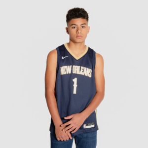 Maillot de basket-ball 2021-22 New Orleans Pelicans Zion Williamson #1 Youth Swingman Icon Edition Navy Jersey Bleu 694236