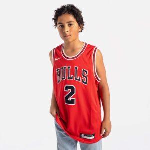 Maillot de basket-ball 2022-23 Chicago Bulls Lonzo Ball #2 Youth Swingman Icon Edition Maillot rouge rouge 692397