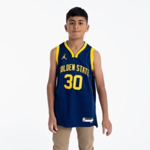 Maillot de basket-ball 2022-23 Golden State Warriors Stephen Curry #30 Youth Statement Edition Navy Jersey Bleu 693467