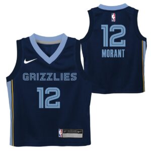 Maillot de basket-ball 2022-23 Memphis Grizzlies Ja Morant #12 Boys Icon Edition Navy Jersey Bleu 693888