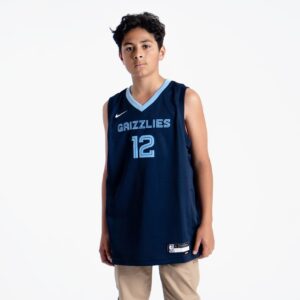 Maillot de basket-ball 2022-23 Memphis Grizzlies Ja Morant #12 Youth Swingman Icon Edition Maillot bleu marine bleu 693852