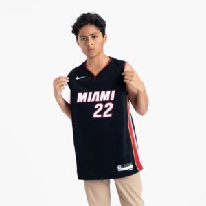 Maillot de basket-ball 2022-23 Miami Heat Jimmy Butler #22 Youth Swingman Icon Edition Maillot noir noir 693776