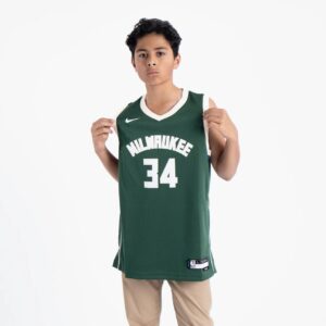 Maillot de basket-ball 2022-23 Milwaukee Bucks Giannis Antetokounmpo #34 Youth Swingman Icon Edition Maillot vert Tang 694315