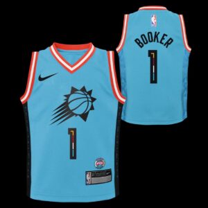 Maillot de basket-ball 2022-23 Phoenix Suns Devin Booker #1 Garçons Swingman City Edition Sarcelle Jersey Turquoise 694580