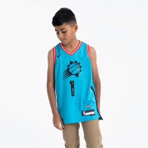 Maillot de basket-ball 2022-23 Phoenix Suns Devin Booker #1 Youth Swingman City Edition Sarcelle Jersey Turquoise 694555