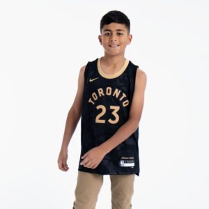 Maillot de basket-ball 2022-23 Toronto Raptors Fred VanVleet #23 Youth Swingman City Edition Maillot noir blanc 695442