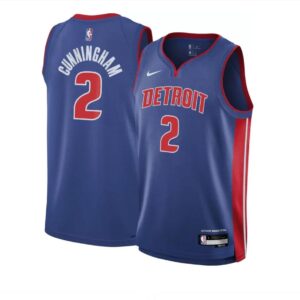 Maillot de basket-ball 2023-24 Detroit Pistons Cade Cunningham #2 Youth Swingman Icon Edition Maillot bleu bleu 695499