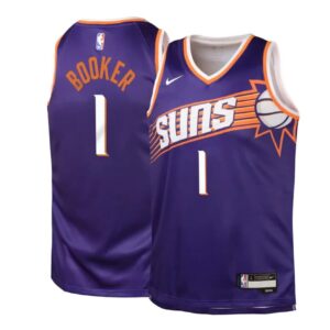 Maillot de basket-ball 2023-24 Phoenix Suns Devin Booker #1 Youth Swingman Icon Edition Maillot Violet Violet 695505