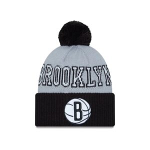 New Era Brooklyn Nets 2024 Tip Off Pom Knit NBA Bonnet noir-gris 688928