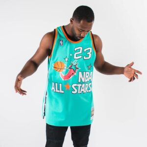 Maillot de basket-ball 1996 All Star Game Michael Jordan #23 authentique Hardwood Classics Sarcelle Jersey 696456