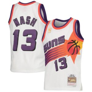 Maillot de basket-ball 1996-97 Phoenix Suns Steve Nash # 13 Youth Swingman Hardwood Classics Maillot blanc bleu 697090