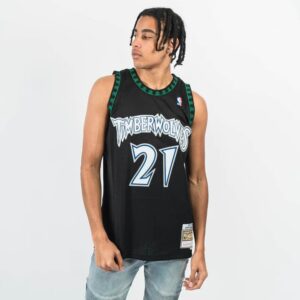 Maillot de basket-ball 1997-98 Minnesota Timberwolves Kevin Garnett # 21 Swingman Hardwood Classics Maillot noir 696441