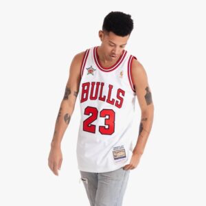 Maillot de basket-ball 1997 All Star Game Michael Jordan #23 authentique maillot blanc classique en bois dur 696117