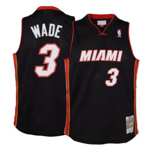 Maillot de basket-ball 2012-13 Miami Heat Dwyane Wade # 3 Youth Swingman Hardwood Classics Maillot noir blanc 697074