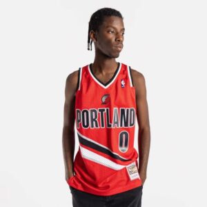 Maillot de basket-ball 2012-13 Portland Trail Blazers Damian Lillard # 0 Swingman Hardwood Classics Maillot rouge 696361