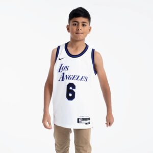Maillot de basket-ball 2022-23 Los Angeles Lakers LeBron James #23 Youth Swingman City Edition Maillot blanc blanc 696816