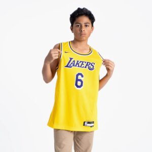 Maillot de basket-ball 2022-23 Los Angeles Lakers LeBron James #23 Youth Swingman Icon Edition Maillot jaune blanc 696803