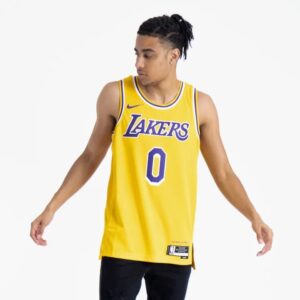 Maillot de basket-ball 2022-23 Los Angeles Lakers Russell Westbrook #0 Swingman Icon Edition Maillot jaune argent 695927