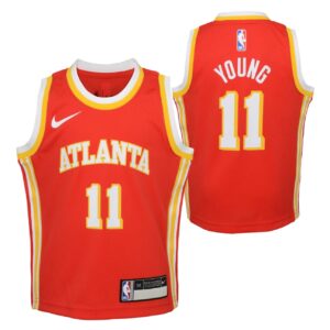 Maillot de basket-ball 2023-24 Atlanta Hawks Trae Young #11 Garçons Swingman Icon Edition Maillot Rouge Rouge 696751