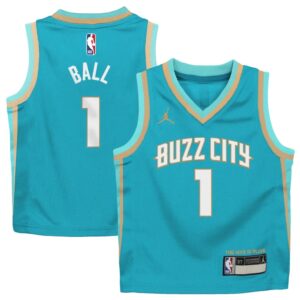 Maillot de basket-ball 2023-24 Charlotte Hornets LaMelo Ball #1 Boys City Edition Sarcelle Jersey Blanc 699562