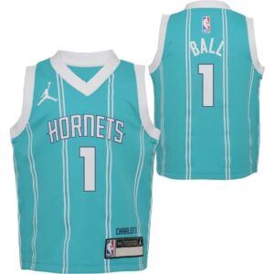 Maillot de basket-ball 2023-24 Charlotte Hornets LaMelo Ball #1 Garçons Swingman Icon Edition Sarcelle Jersey Turquoise 696744