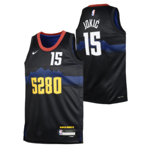 Maillot de basket-ball 2023-24 Denver Nuggets Nikola Jokić #15 Youth Swingman City Edition Maillot noir noir 696910