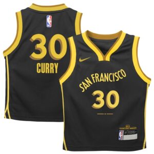 Maillot de basket-ball 2023-24 Golden State Warriors Stephen Curry #30 Boys City Edition Maillot noir noir 699541