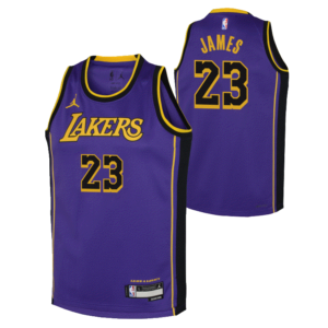 Maillot de basket-ball 2023-24 Los Angeles Lakers LeBron James #23 Youth Swingman Statement Maillot Violet Violet 700157