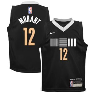 Maillot de basket-ball 2023-24 Memphis Grizzlies Ja Morant #12 Boys City Edition Maillot noir noir 699555