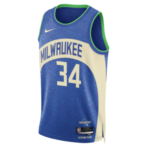 Maillot de basket-ball 2023-24 Milwaukee Bucks Giannis Antetokounmpo #34 Swingman City Edition Maillot bleu 697253