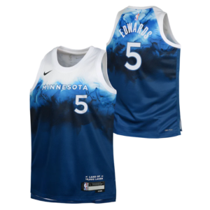 Maillot de basket-ball 2023-24 Minnesota Timberwolves Anthony Edwards #5 Youth Swingman City Edition Maillot bleu bleu 696965