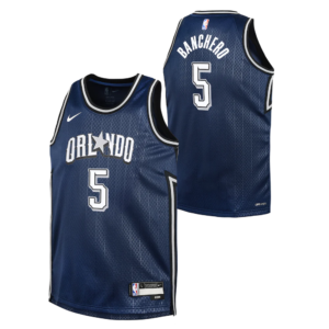 Maillot de basket-ball 2023-24 Orlando Magic Paolo Banchero #5 Youth Swingman City Edition Maillot bleu marine Bleu foncé 696950