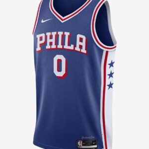 Maillot de basket-ball 2023-24 Philadelphia 76ers Tyrese Maxey #0 Swingman Icon Edition Maillot bleu 695609