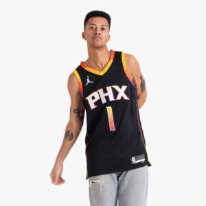 Maillot de basket-ball 2023-24 Phoenix Suns #1 Devin Booker Swingman Statement Maillot noir blanc 695913
