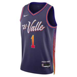 Maillot de basket-ball 2023-24 Phoenix Suns Devin Booker #1 Swingman City Edition Maillot Violet Violet 697141