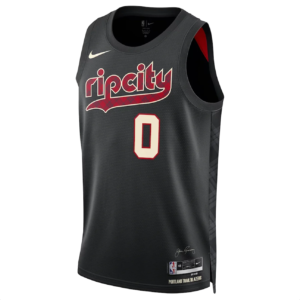 Maillot de basket-ball 2023-24 Portland Trailblazers Damian Lillard #0 Swingman City Edition Maillot noir blanc 697098