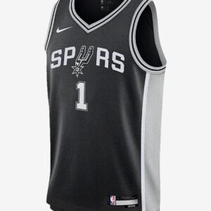 Maillot de basket-ball 2023-24 San Antonio Spurs Victor Wembanyama #1 Youth Swingman Icon Edition Maillot noir noir 695774