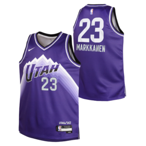 Maillot de basket-ball 2023-24 Utah Jazz Lauri Markannen #23 Youth Swingman City Edition Maillot Violet Violet 697053